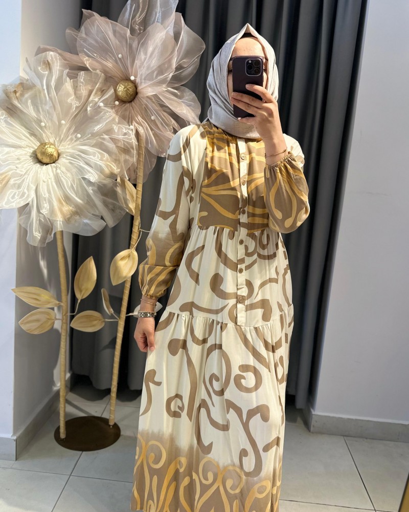 ETNİK DESENLİ RENKLİ ELBİSE