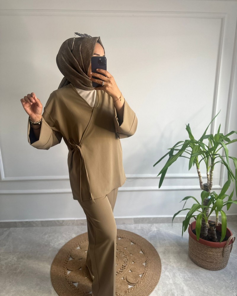 KRUVAZE BAĞLAMALI KİMONO TAKIM