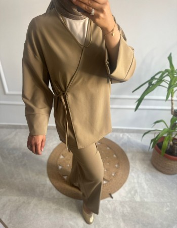 KRUVAZE BAĞLAMALI KİMONO TAKIM