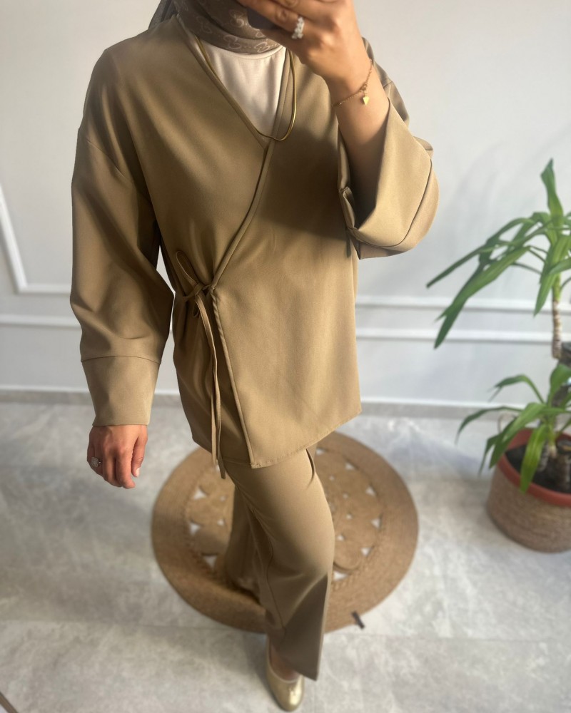 KRUVAZE BAĞLAMALI KİMONO TAKIM