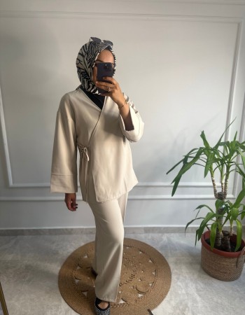 KRUVAZE BAĞLAMALI KİMONO TAKIM