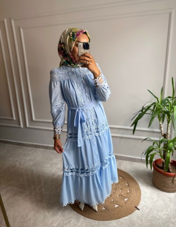 FİSTO NAKIŞ DETAYLI İTHAL ELBİSE