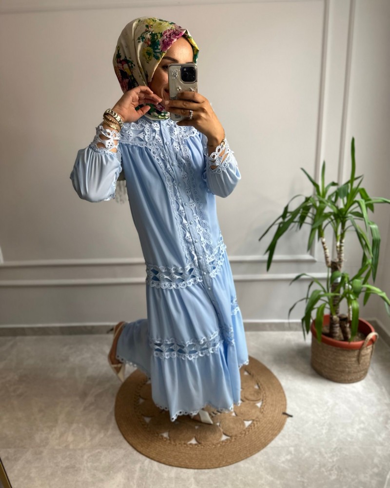 FİSTO NAKIŞ DETAYLI İTHAL ELBİSE