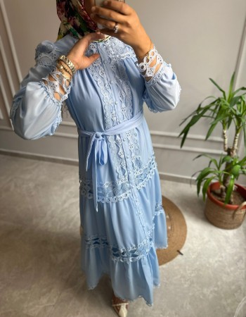 FİSTO NAKIŞ DETAYLI İTHAL ELBİSE