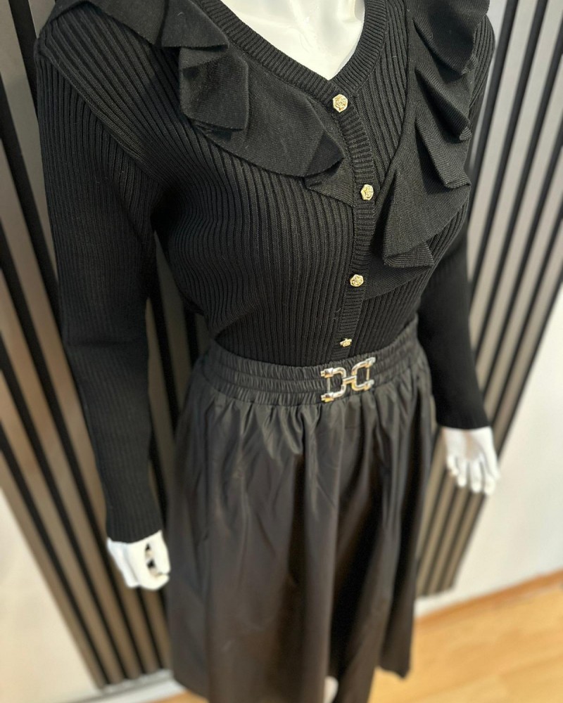 VOLAN DETAYLI GOLD DÜĞMELİ HIRKA