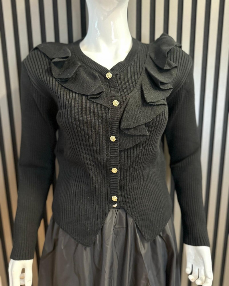 VOLAN DETAYLI GOLD DÜĞMELİ HIRKA