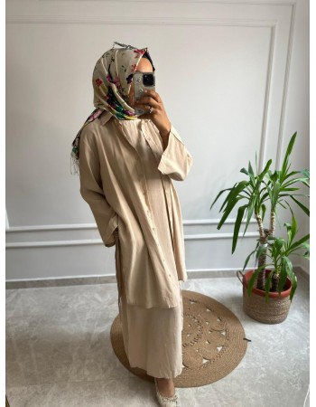 TENSEL KUMAŞ ELBİSE GÖMLEK TAKIM