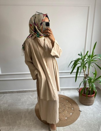 TENSEL KUMAŞ ELBİSE GÖMLEK TAKIM