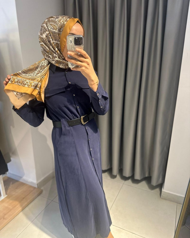 LACİVERT GÖMLEK ELBİSE