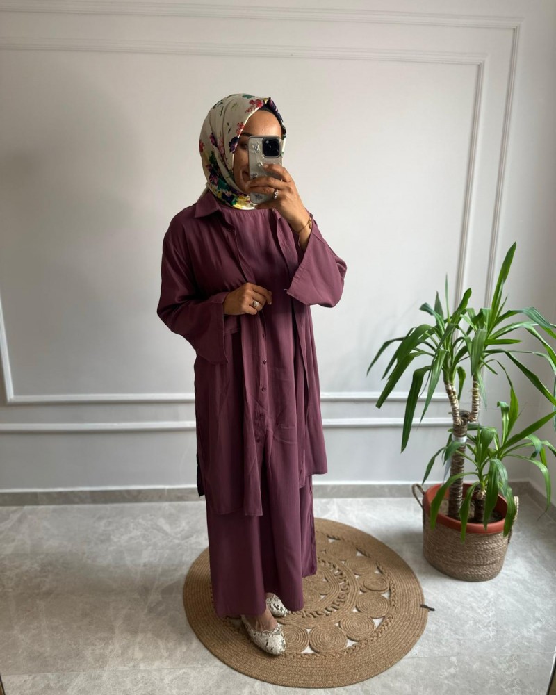 TENSEL KUMAŞ ELBİSE GÖMLEK TAKIM