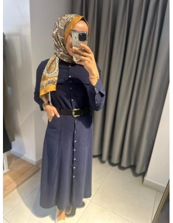 LACİVERT GÖMLEK ELBİSE