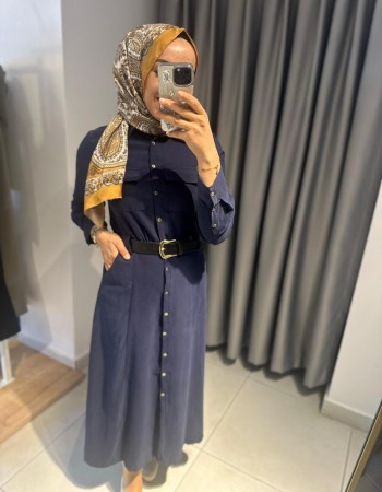 LACİVERT GÖMLEK ELBİSE