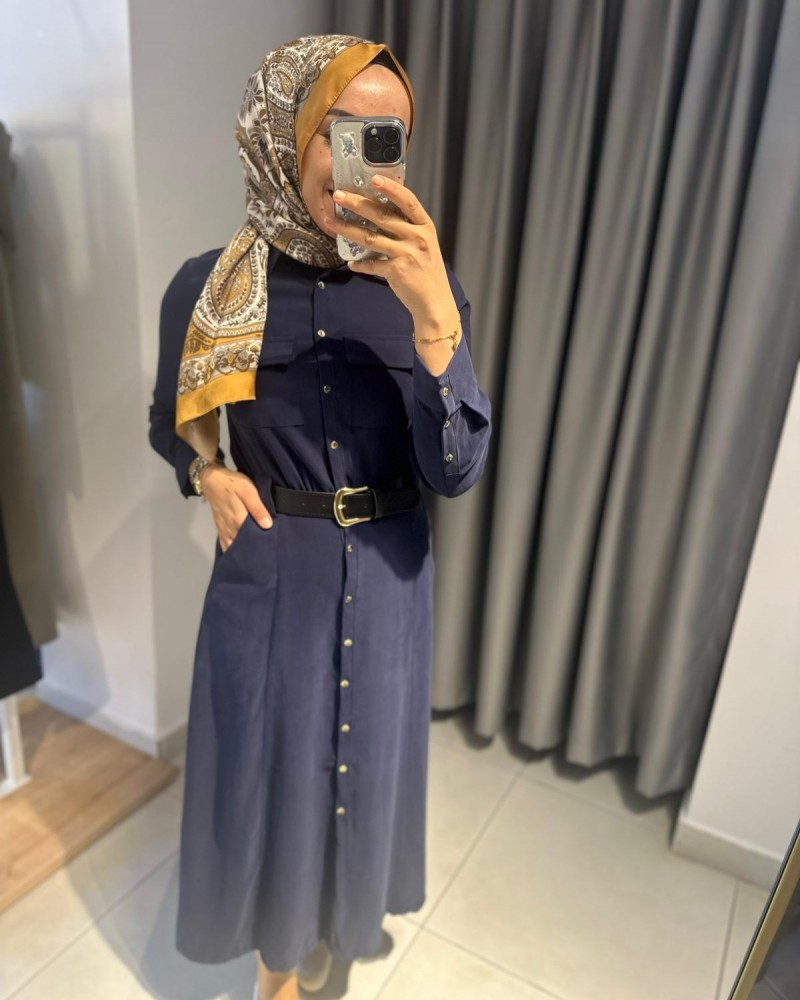 LACİVERT GÖMLEK ELBİSE