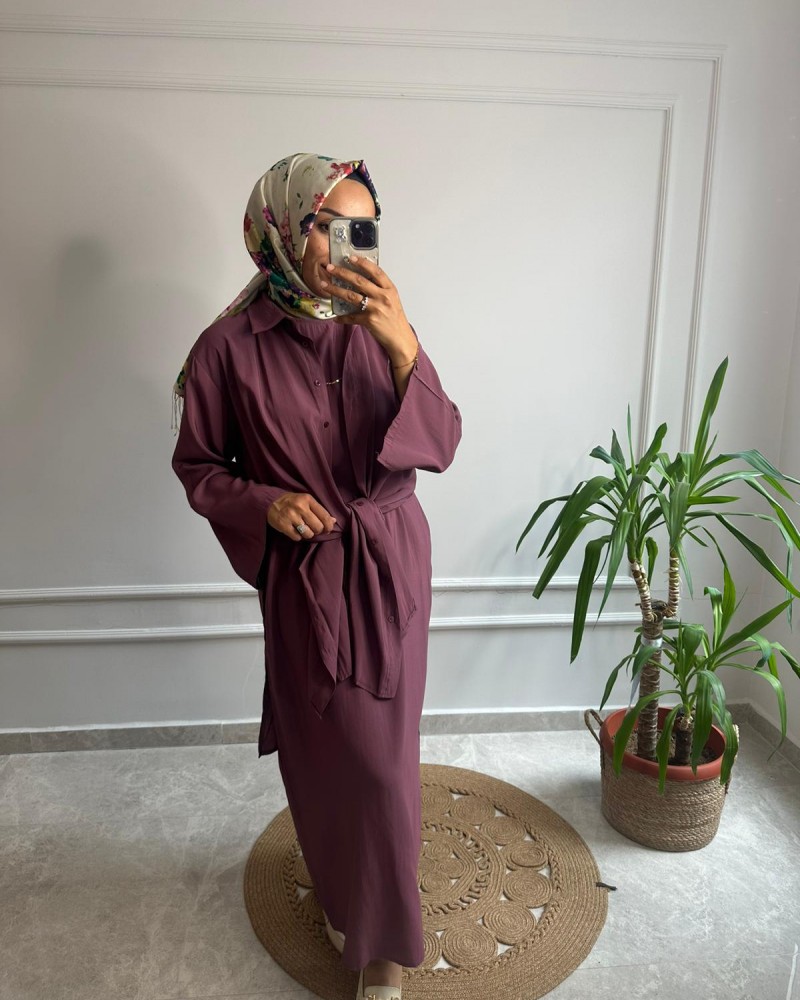 TENSEL KUMAŞ ELBİSE GÖMLEK TAKIM