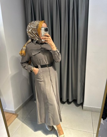 HAKİ GÖMLEK ELBİSE