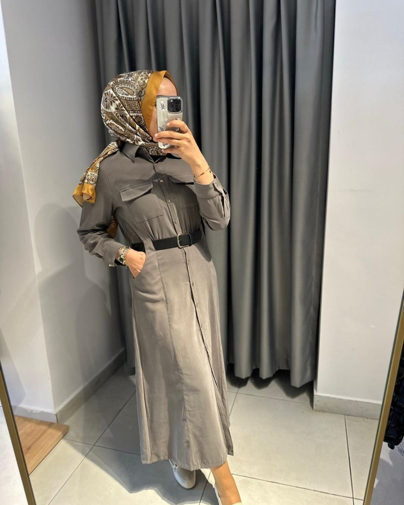 HAKİ GÖMLEK ELBİSE