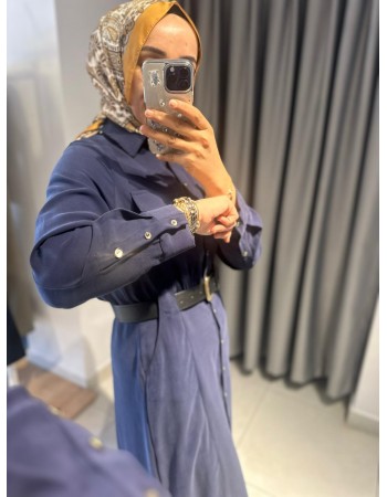 LACİVERT GÖMLEK ELBİSE