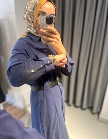 LACİVERT GÖMLEK ELBİSE