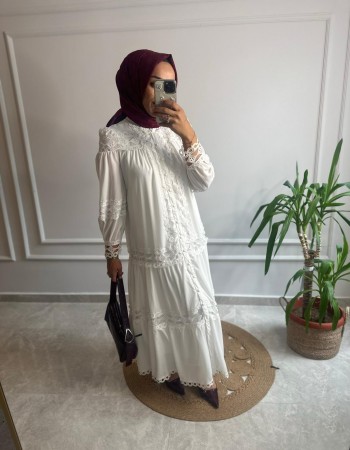 FİSTO NAKIŞ DETAYLI İTHAL ELBİSE