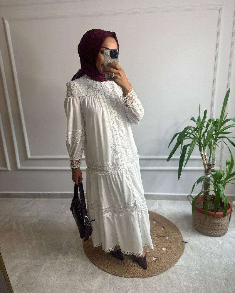 FİSTO NAKIŞ DETAYLI İTHAL ELBİSE