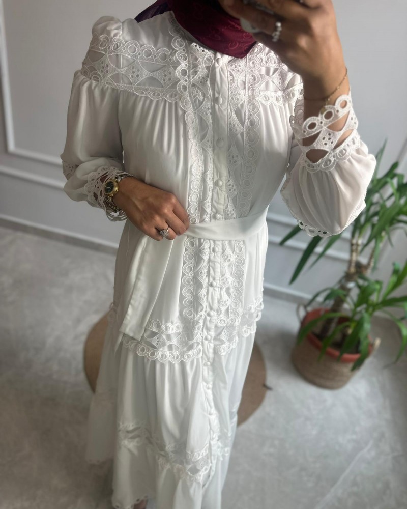 FİSTO NAKIŞ DETAYLI İTHAL ELBİSE