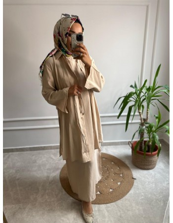 TENSEL KUMAŞ ELBİSE GÖMLEK TAKIM