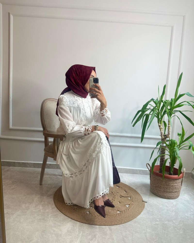 FİSTO NAKIŞ DETAYLI İTHAL ELBİSE